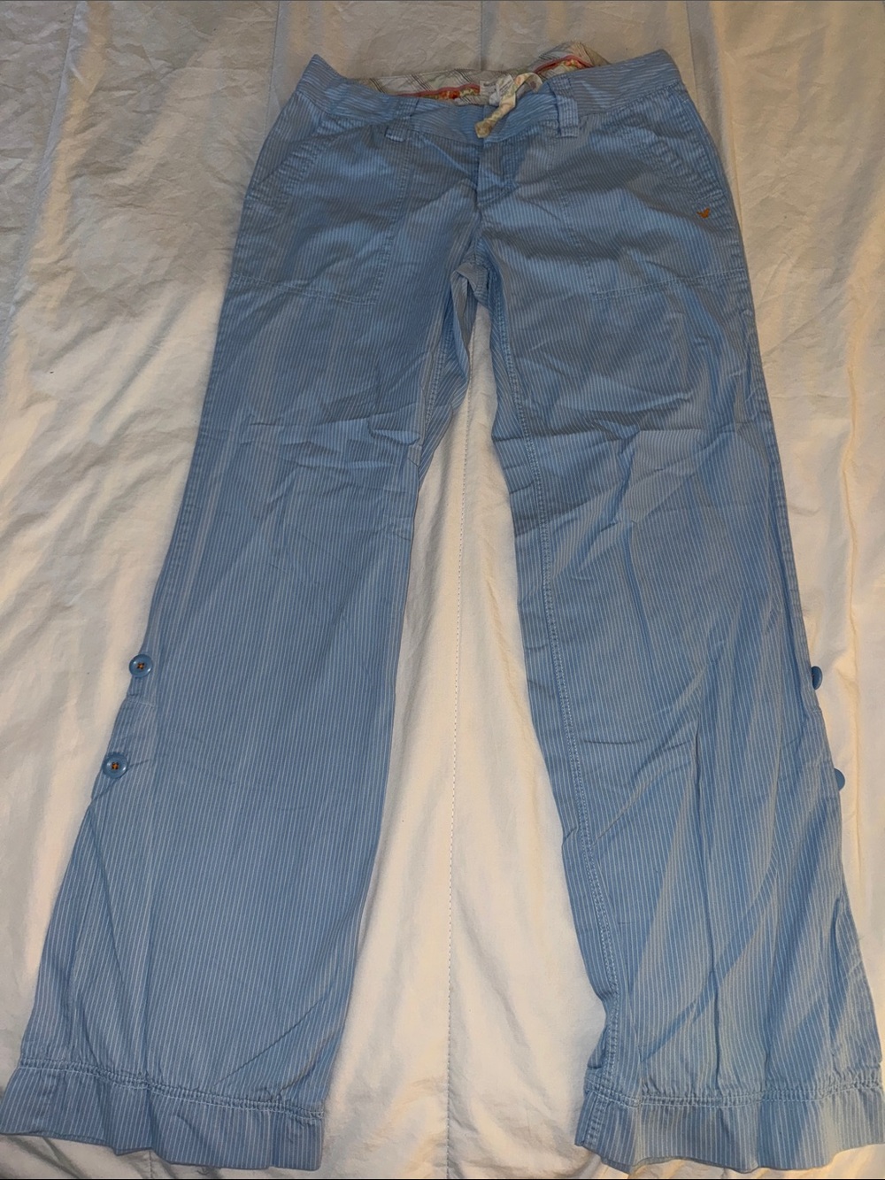 American Eagle Light Blue White Pinstripe Women’s Casual Pants